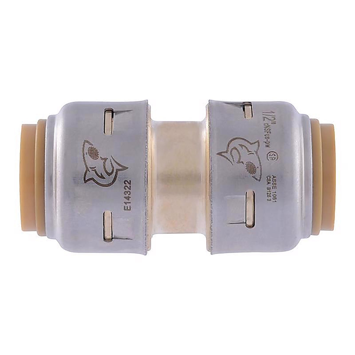 Sharkbite U008LFA 1/2 in. Push x 1/2 in. Dia. Push Brass Coupling