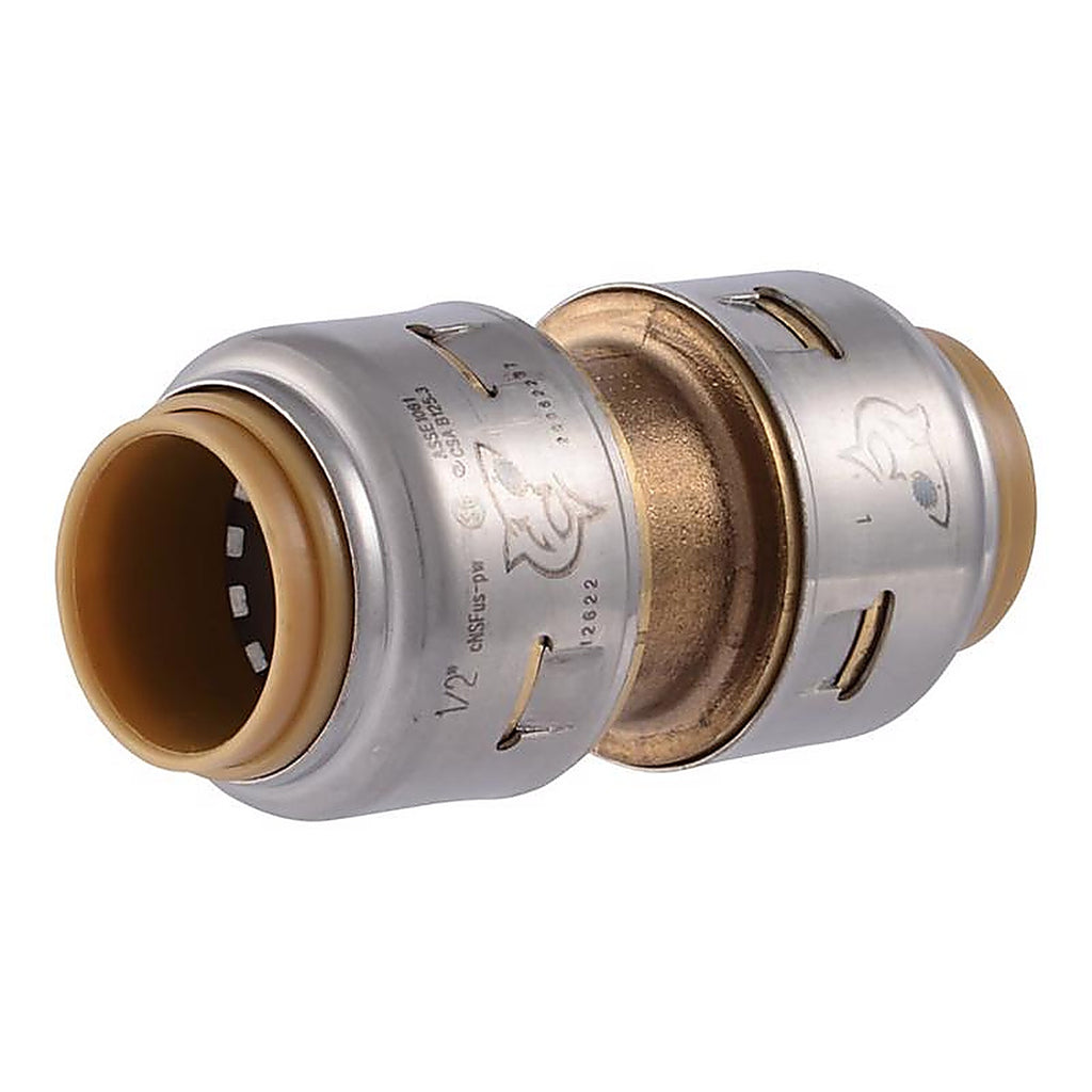 Sharkbite U008LFA 1/2 in. Push x 1/2 in. Dia. Push Brass Coupling