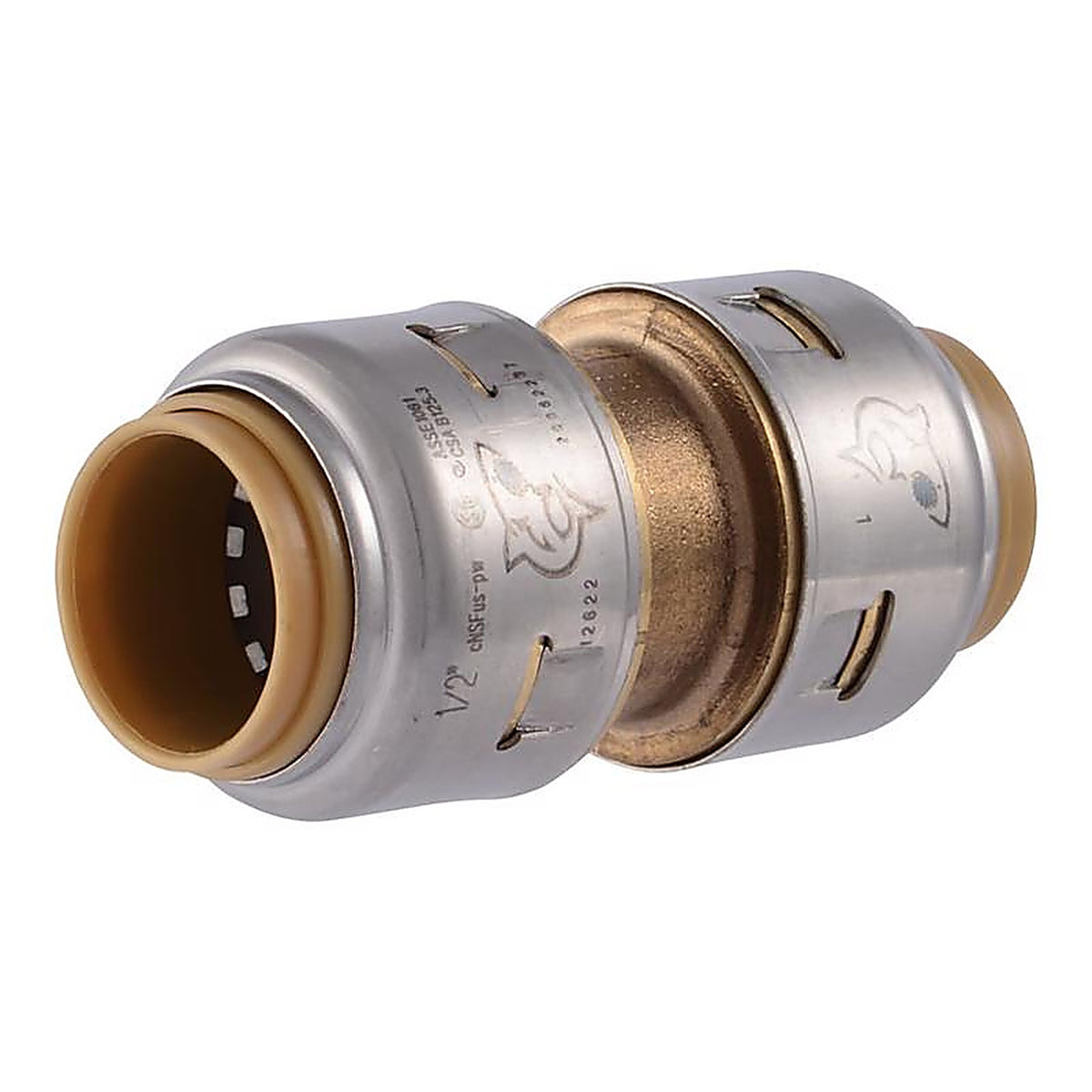 Sharkbite U008LFA 1/2 in. Push x 1/2 in. Dia. Push Brass Coupling