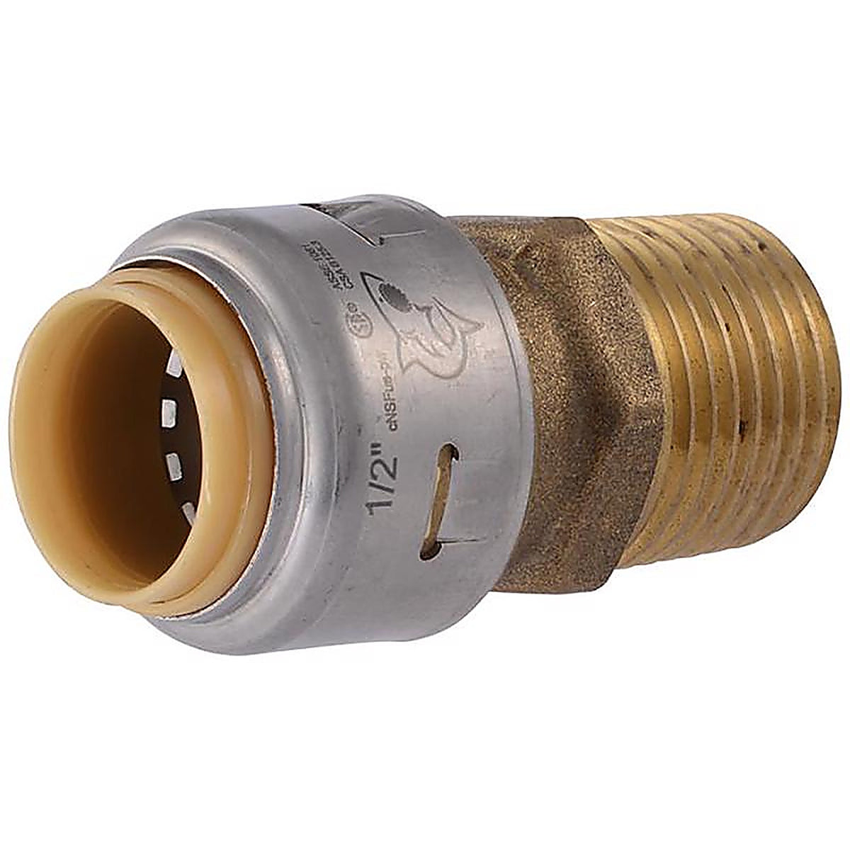 Sharkbite U120LFA 1/2 in. Push x 1/2 in. Dia. MPT Brass Connector