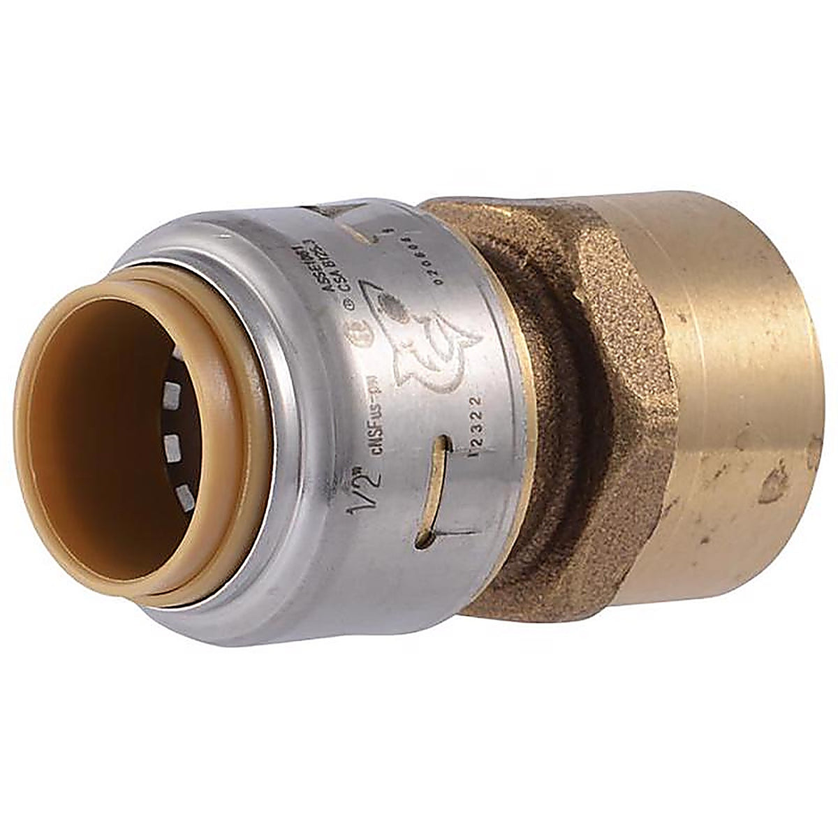 Sharkbite U072LFA 1/2 in. Push x 1/2 in. Dia. FPT Brass Connector