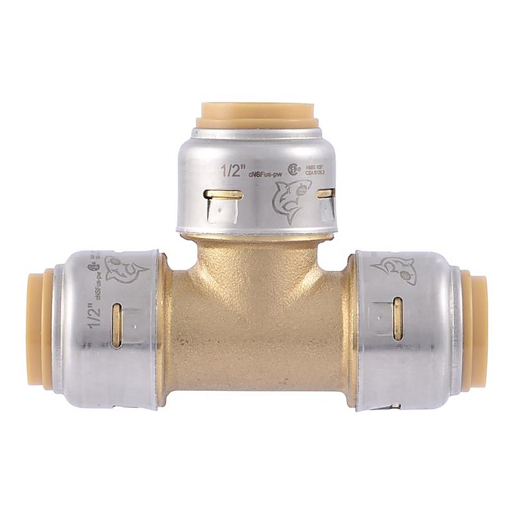 Sharkbite U362LFA 1/2 in. Push x 1/2 in. Dia. Push Brass Tee