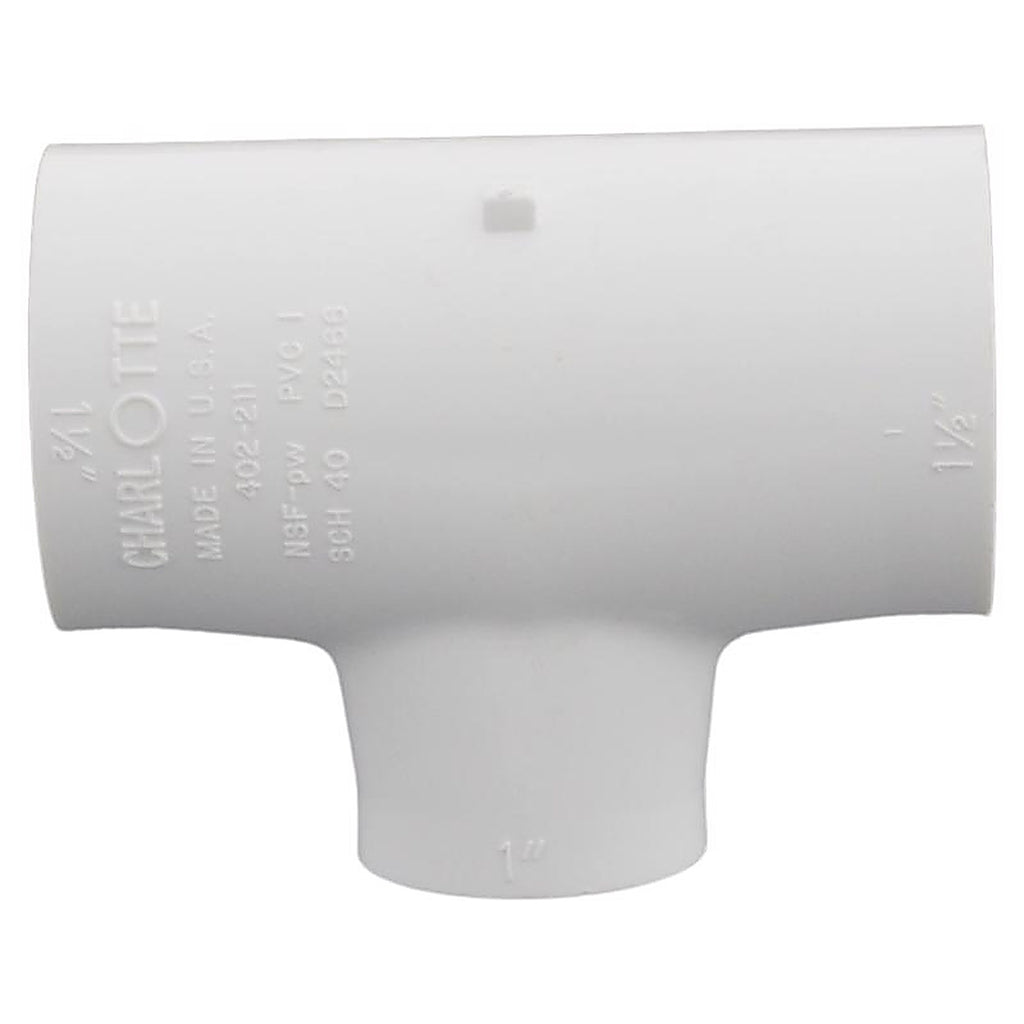 Charlotte Pipe PVC 02401 4500 Schedule 40 1-1/2 in. Slip x 1-1/2 in. Dia. Slip PVC Reducing Tee