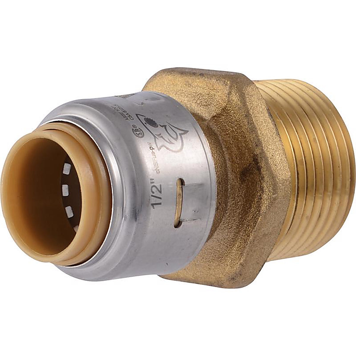 Sharkbite U116LFA 1/2 in. Push x 3/4 in. Dia. MPT Brass Connector