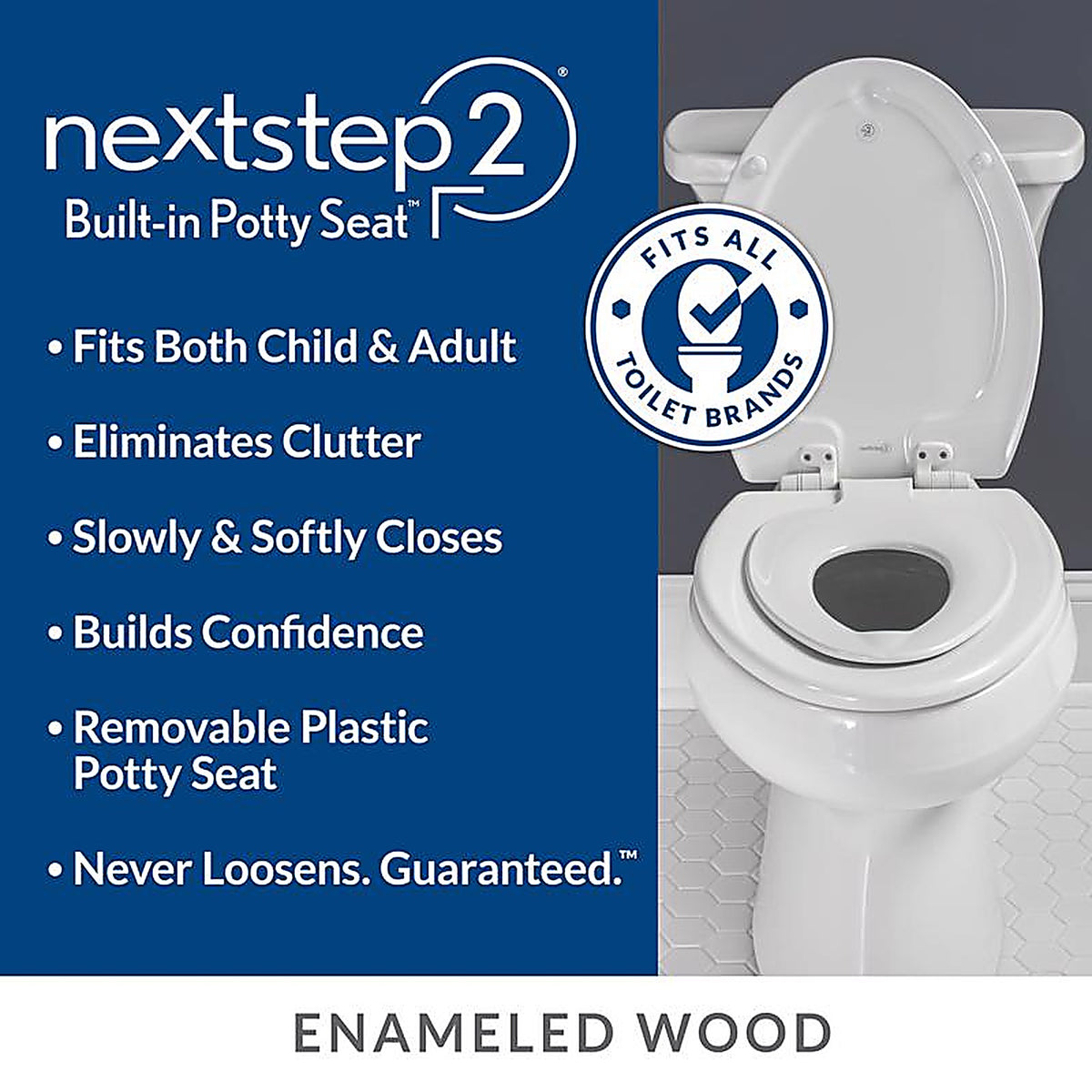 Bemis 188SLOW 000 Mayfair Slow Close Elongated White Molded Wood Toilet Seat