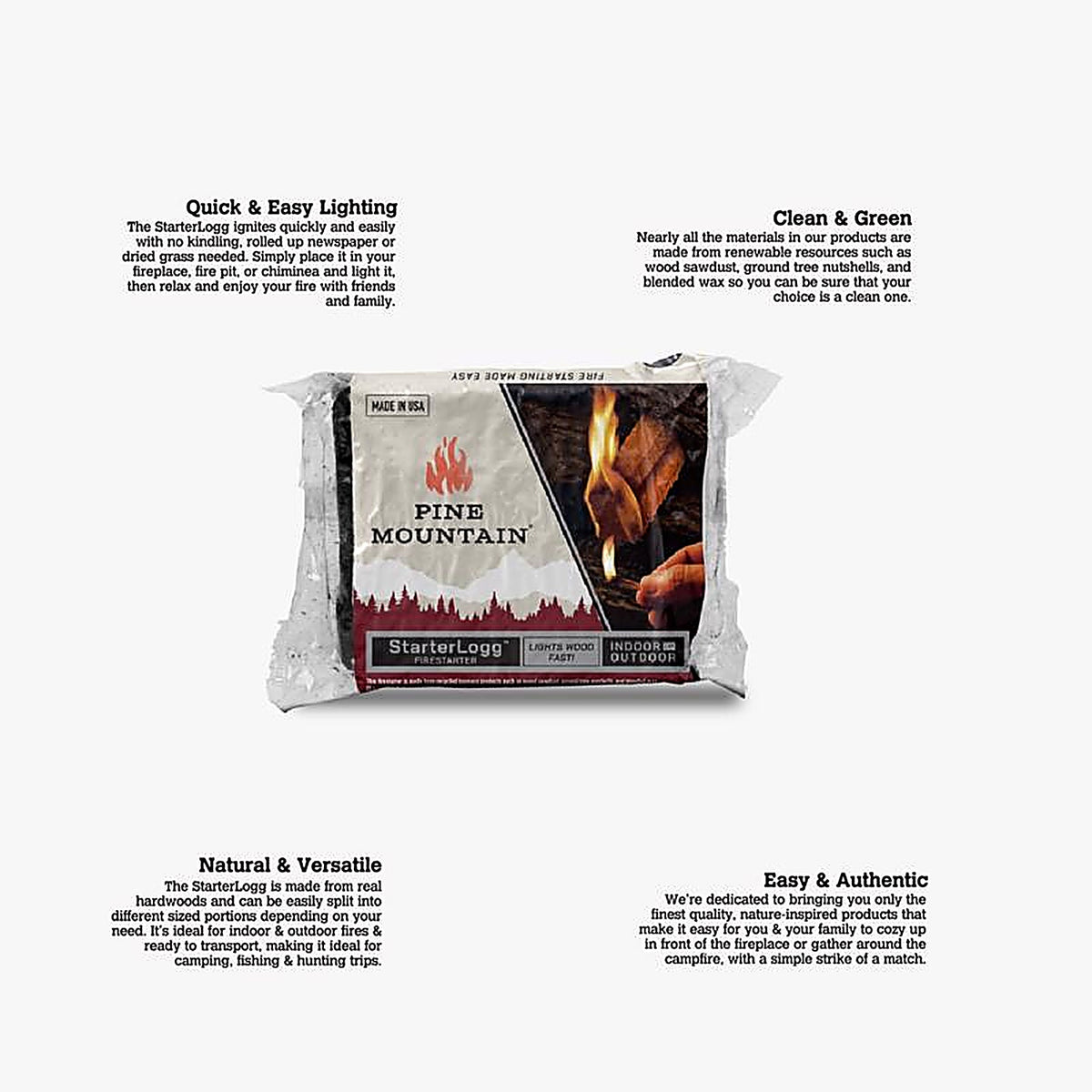 Pine Mountain 514-158-814 Starter Logg Pine Sawdust Fire Starter 4/Pack