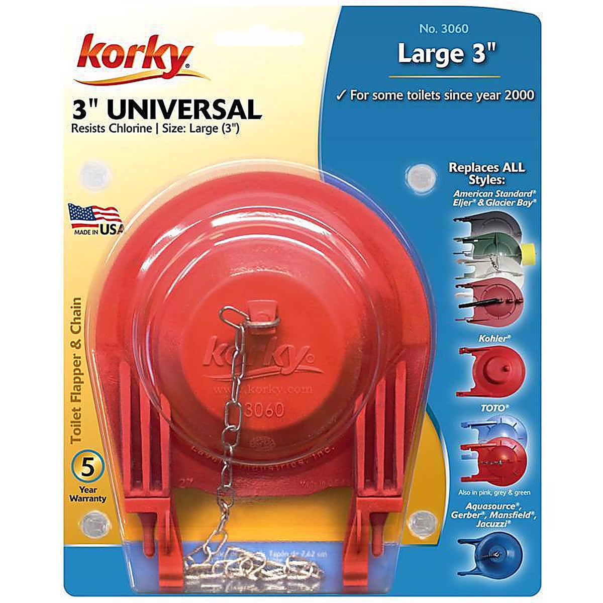 Korky 3060BP Toilet Flapper Red For Universal 3 in.