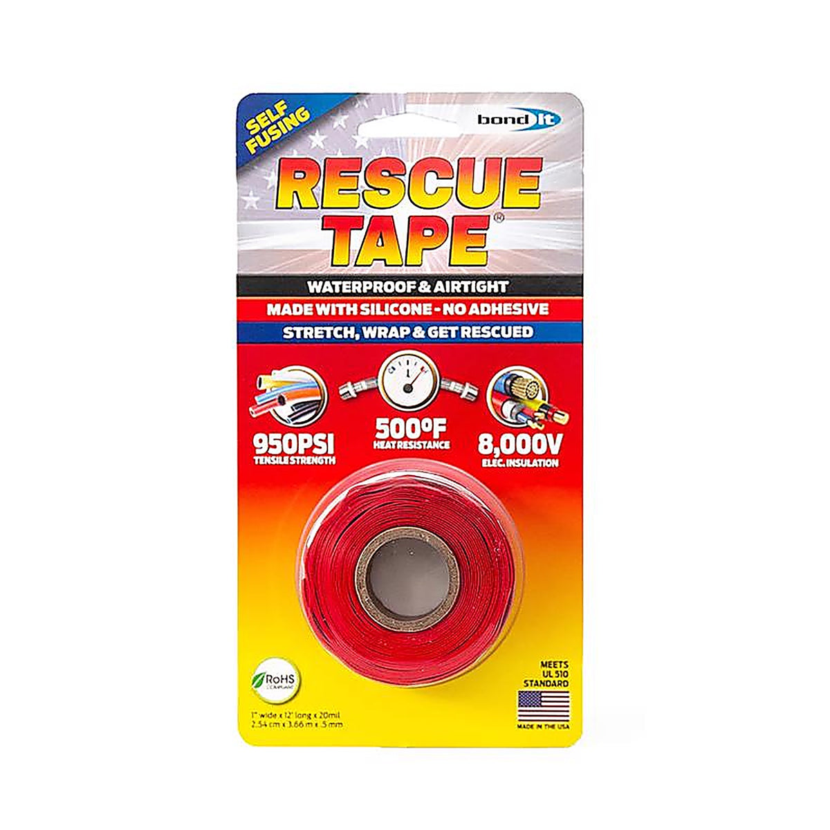 Rescue Tape RT12012BRE Red 12 ft. L x 1 in. W Silicone Tape