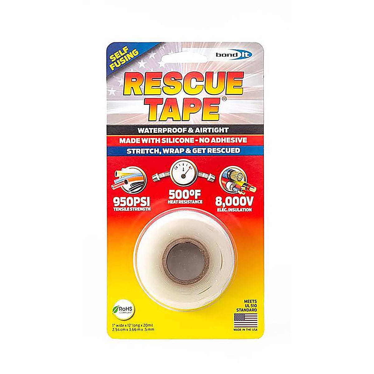 Rescue Tape RT12012BCL Clear 12 ft. L x 1 in. W Silicone Tape 6