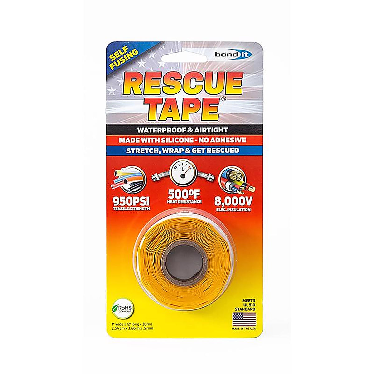 Rescue Tape RT12012BYE Yellow 12 ft. L x 1 in. W Silicone Tape 6