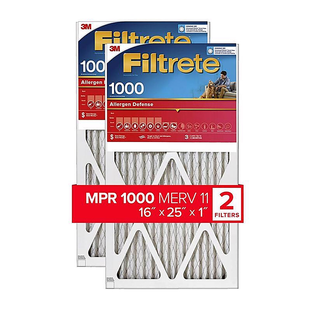 3M 9801-2PK-HDW Filtrete 16 in. W x 25 in. H x 1 in. D 11 MERV Pleated Air Filter