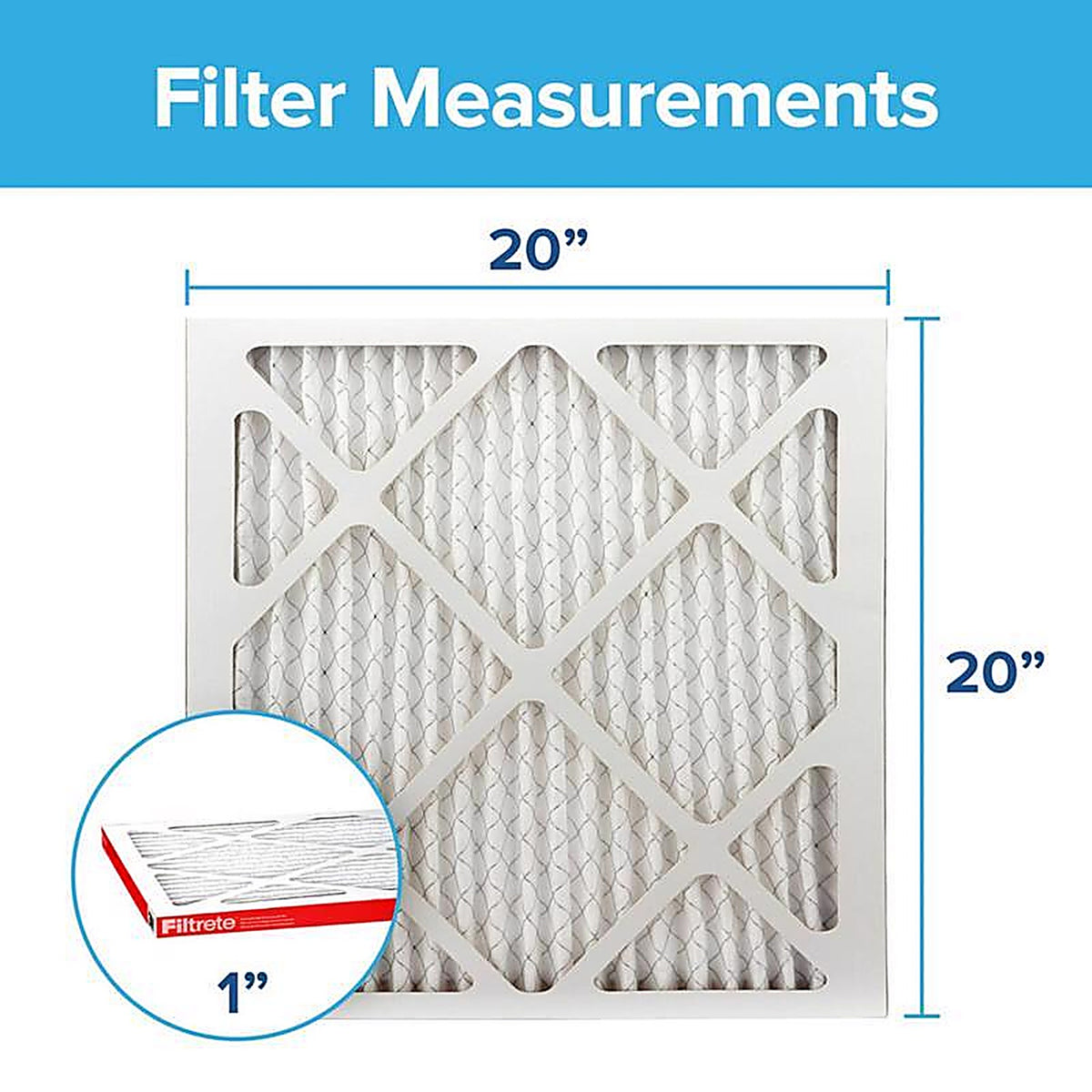 3M 9802-2PK-HDW Filtrete 20 in. W x 20 in. H x 1 in. D 11 MERV Pleated Air Filter