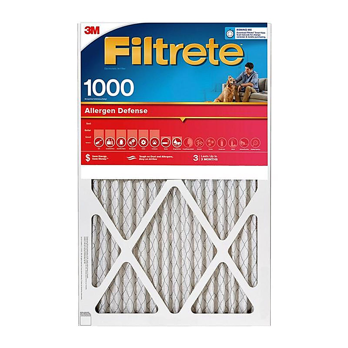 3M 9803-2PK-HDW Filtrete 20 in. W x 25 in. H x 1 in. D 11 MERV Pleated Air Filter