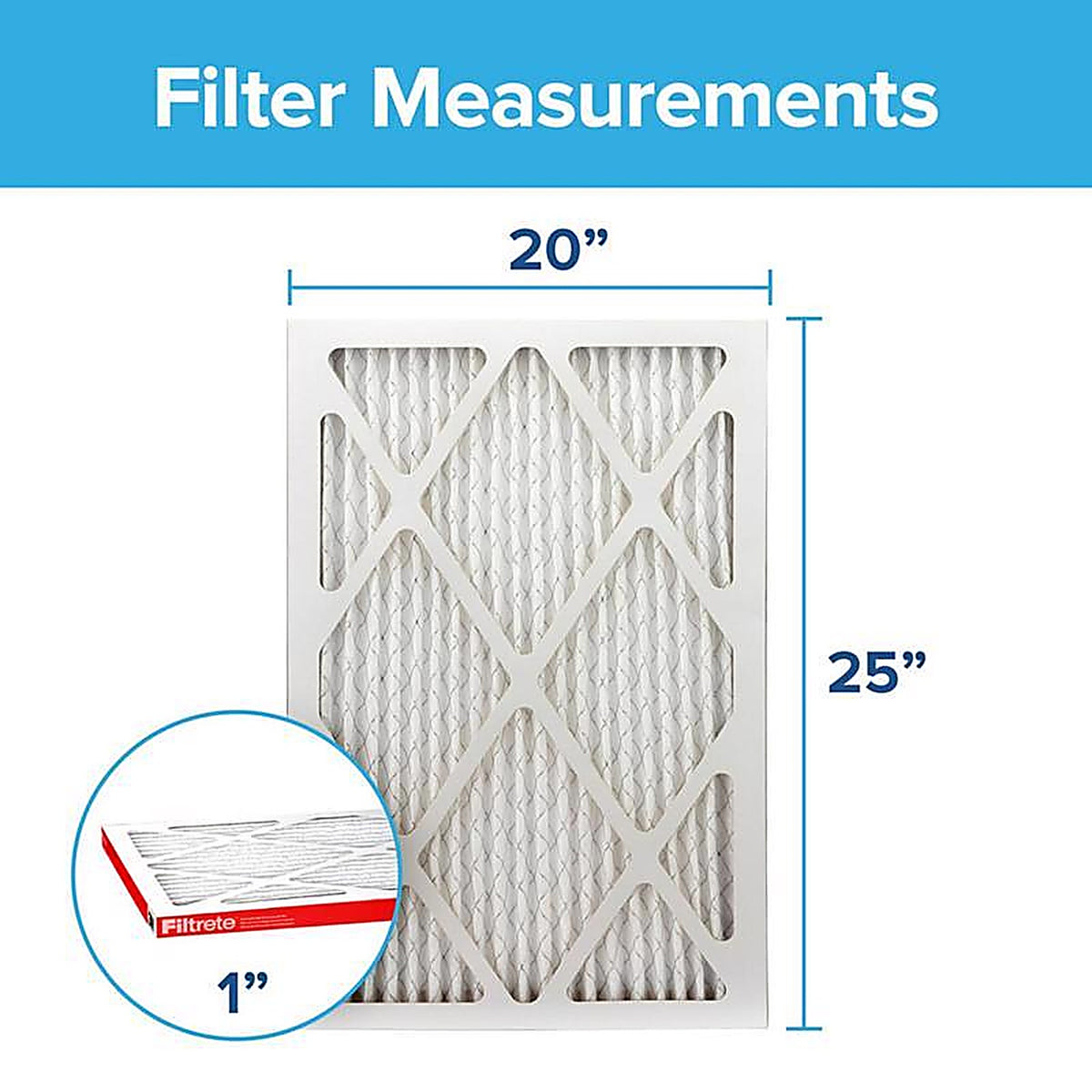 3M 9803-2PK-HDW Filtrete 20 in. W x 25 in. H x 1 in. D 11 MERV Pleated Air Filter