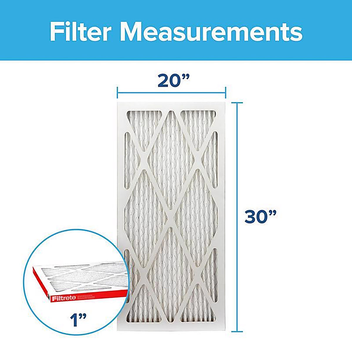 3M 9822-2PK-HDW Filtrete 20 in. W x 30 in. H x 1 in. D 11 MERV Pleated Air Filter