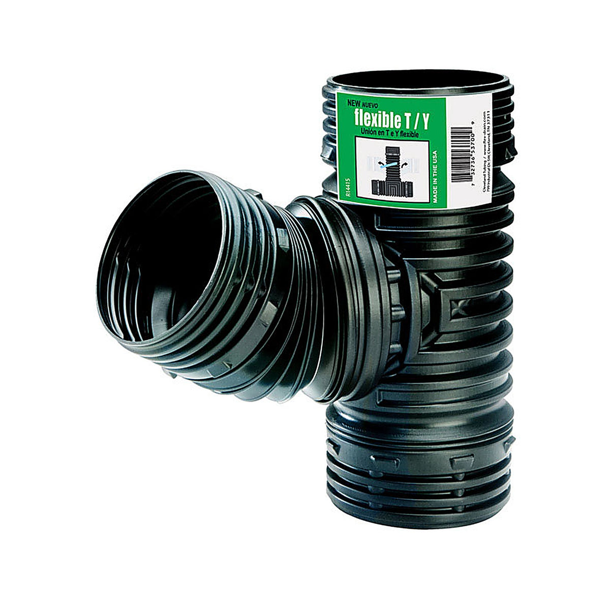 Flex-Drain ADP53702 4 in. Snap x 4 in. Dia. Snap Polypropylene Combination Tee Wye
