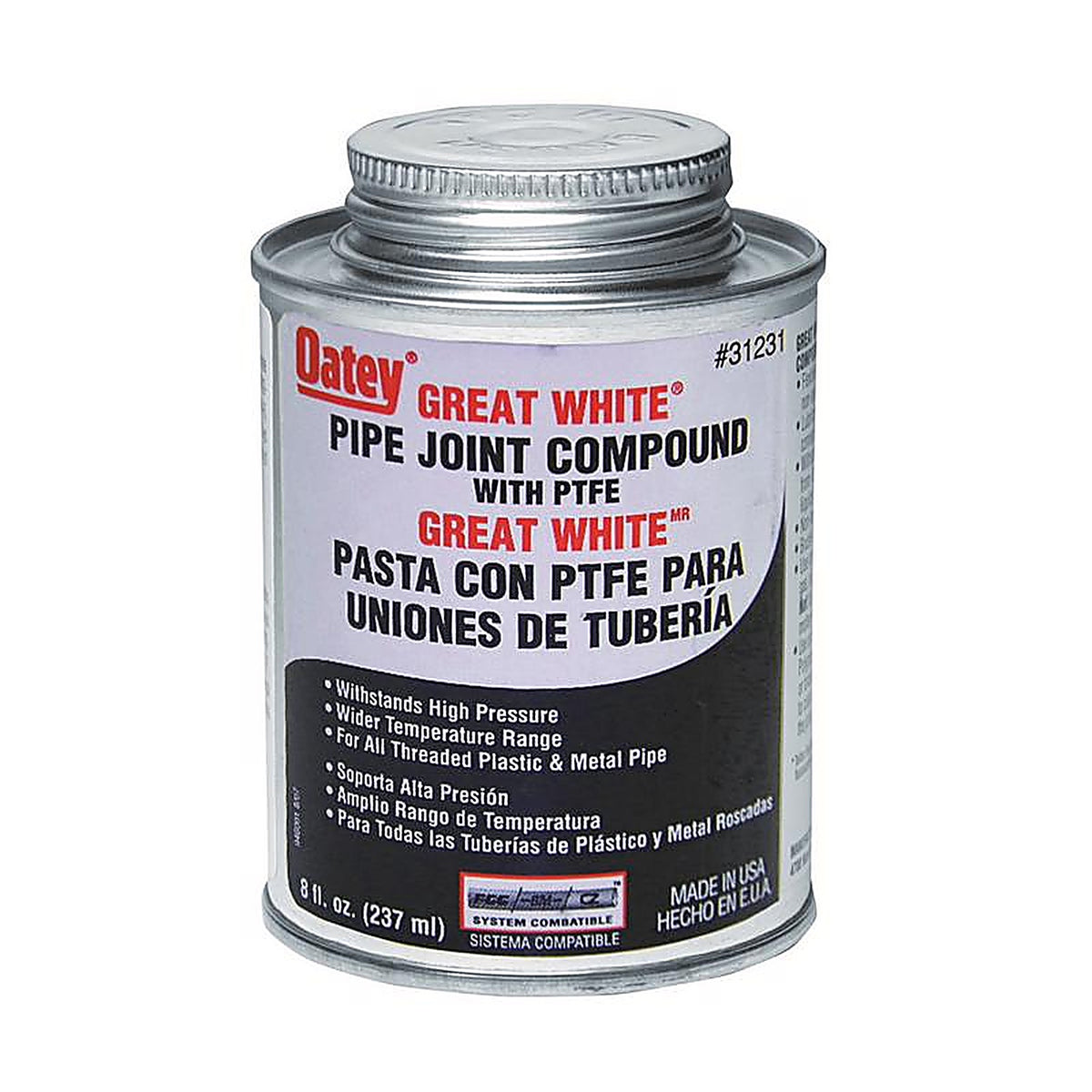 Oatey 31231 Great White White Pipe Joint Compound 8 oz.