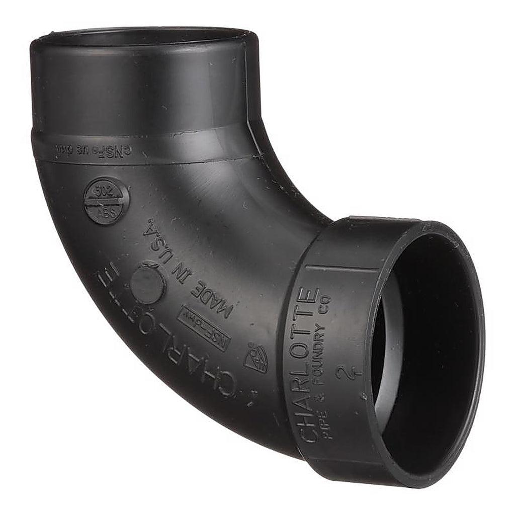 Charlotte Pipe ABS003020800 2 in. Hub x 2 in. Dia. Spigot ABS 90 Degree Elbow