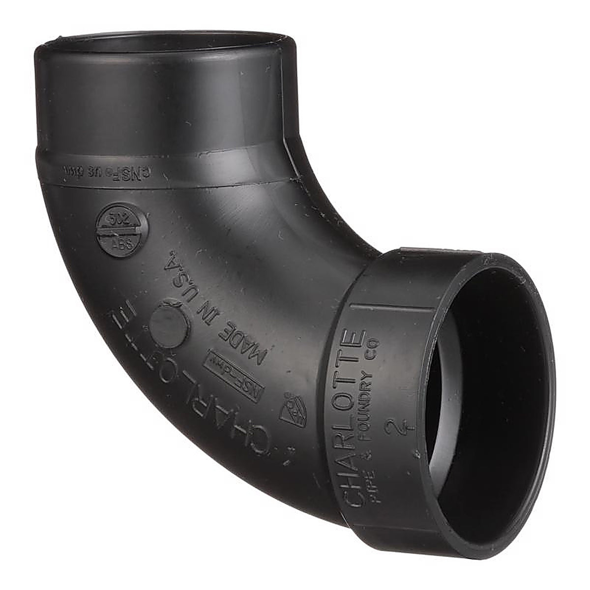 Charlotte Pipe ABS003020800 2 in. Hub x 2 in. Dia. Spigot ABS 90 Degree Elbow