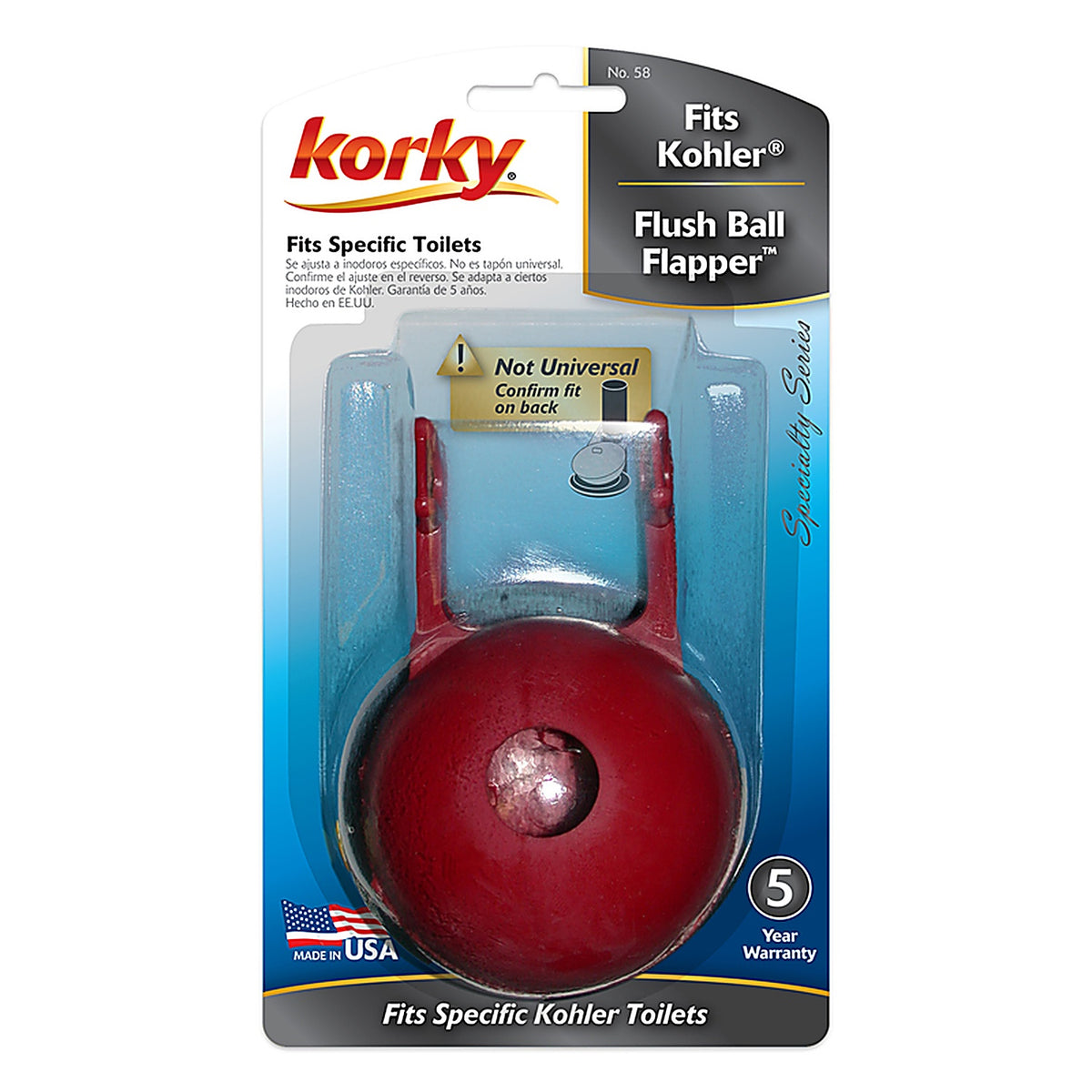 Korky 58BP Kohler Toilet Flapper Red