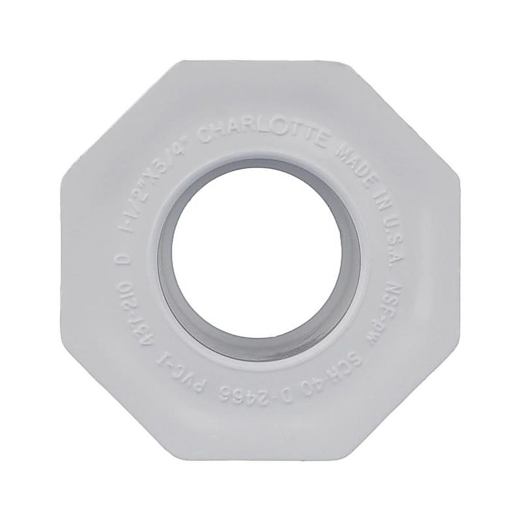 Charlotte Pipe PVC 02107 1100 Schedule 40 1-1/2 in. Spigot x 3/4 in. Dia. Slip PVC Reducing Bushing