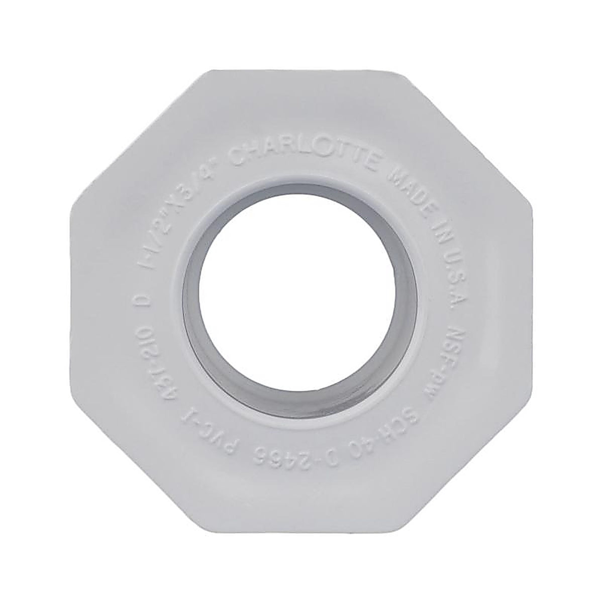 Charlotte Pipe PVC 02107 1100 Schedule 40 1-1/2 in. Spigot x 3/4 in. Dia. Slip PVC Reducing Bushing