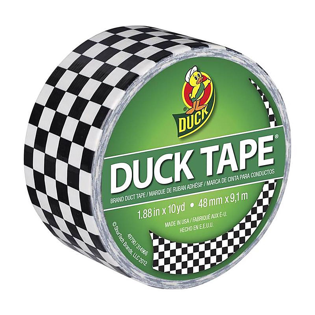 Duck 280410 1.88 in. W x 10 yd. L Black/White Checker Duct Tape
