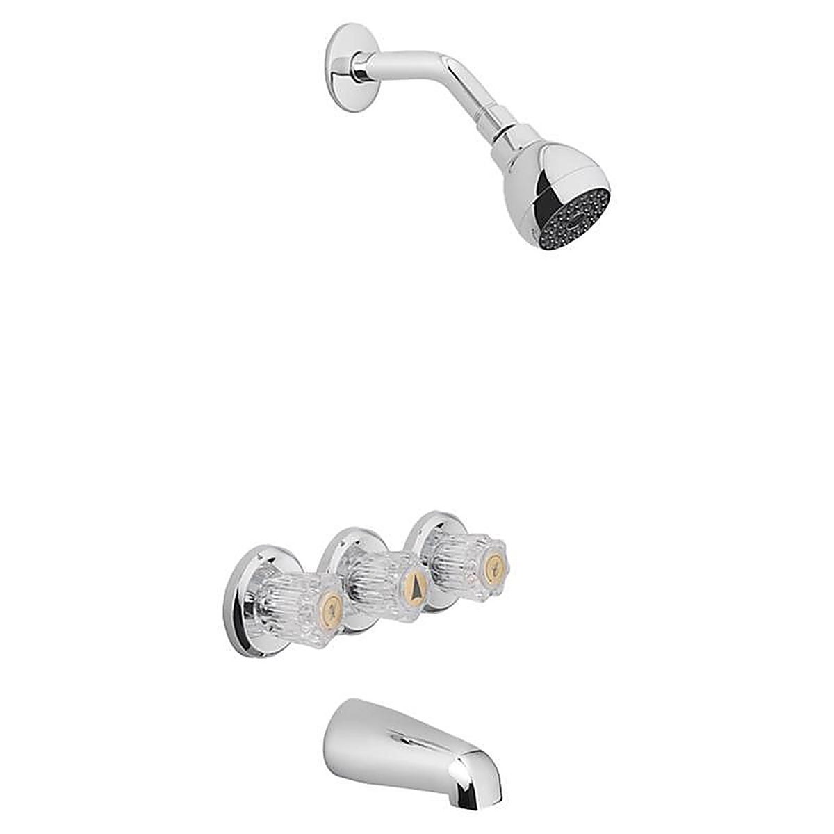 OakBrook 834X-0001 Essentials 3-Handle Chrome Tub and Shower Faucet