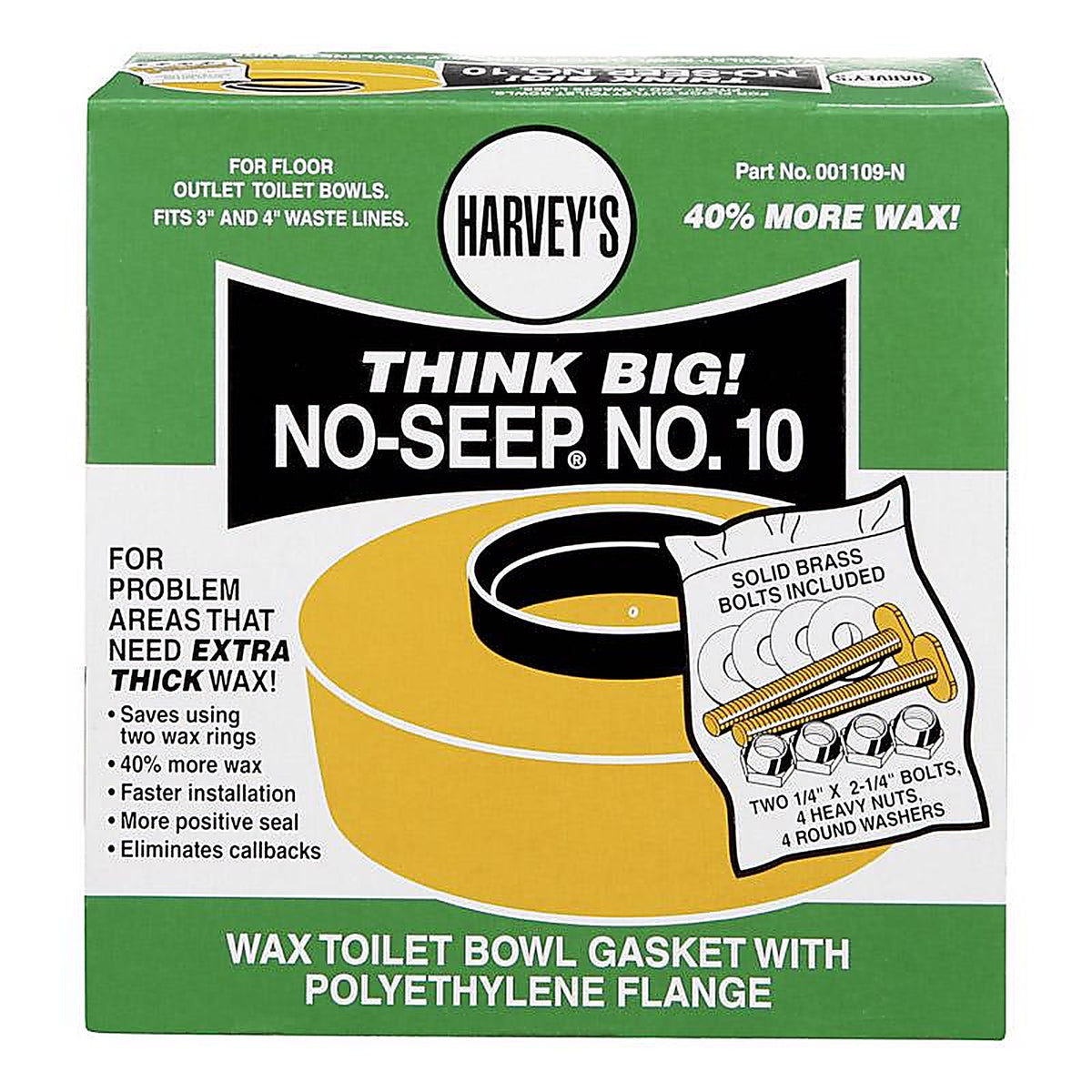Oatey 001109-N Harveys Toilet Bowl Gasket with Wax & Flange Polyethylene #10