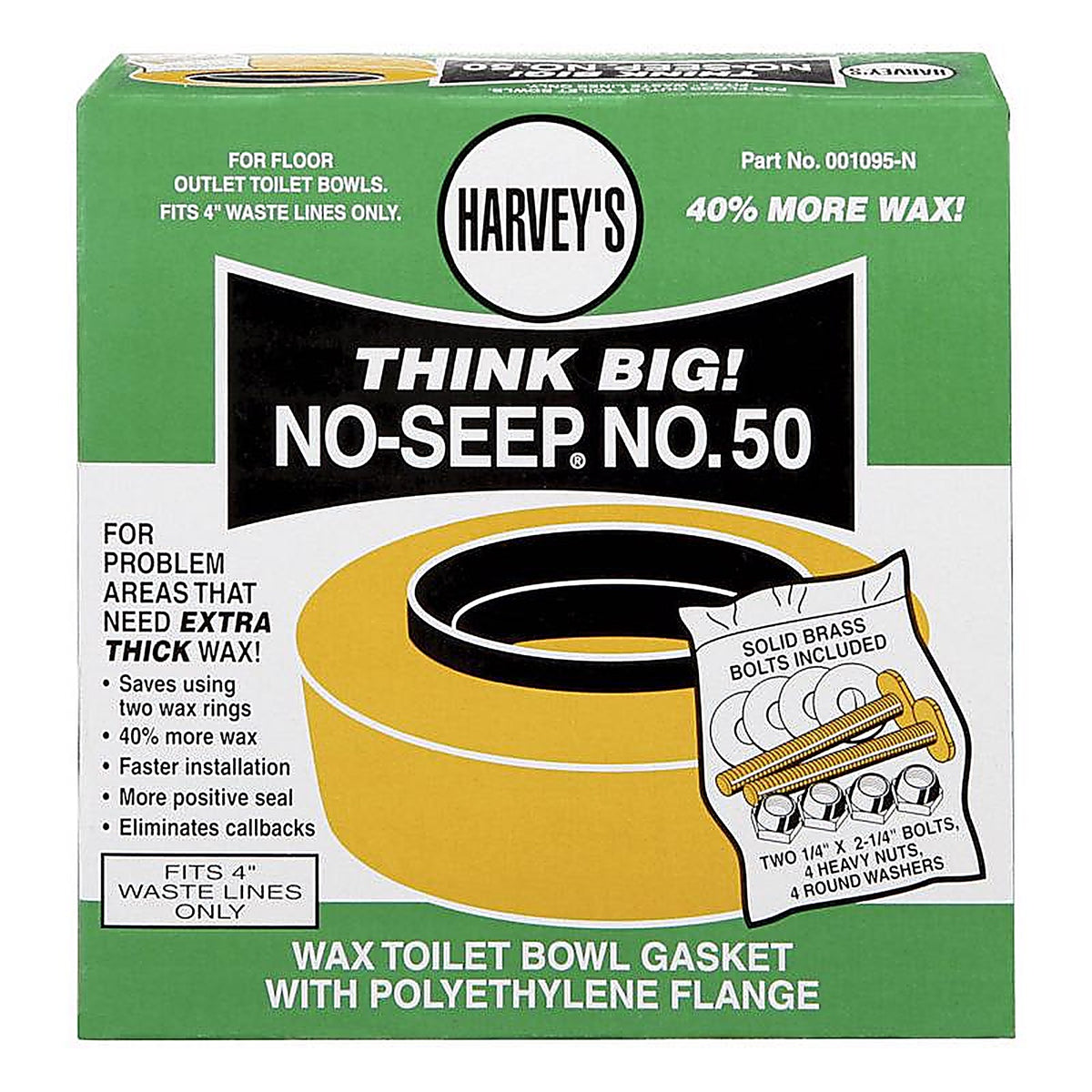 Oatey 001095-N Harveys Toilet Bowl Gasket with Wax & Flange Polyethylene #50