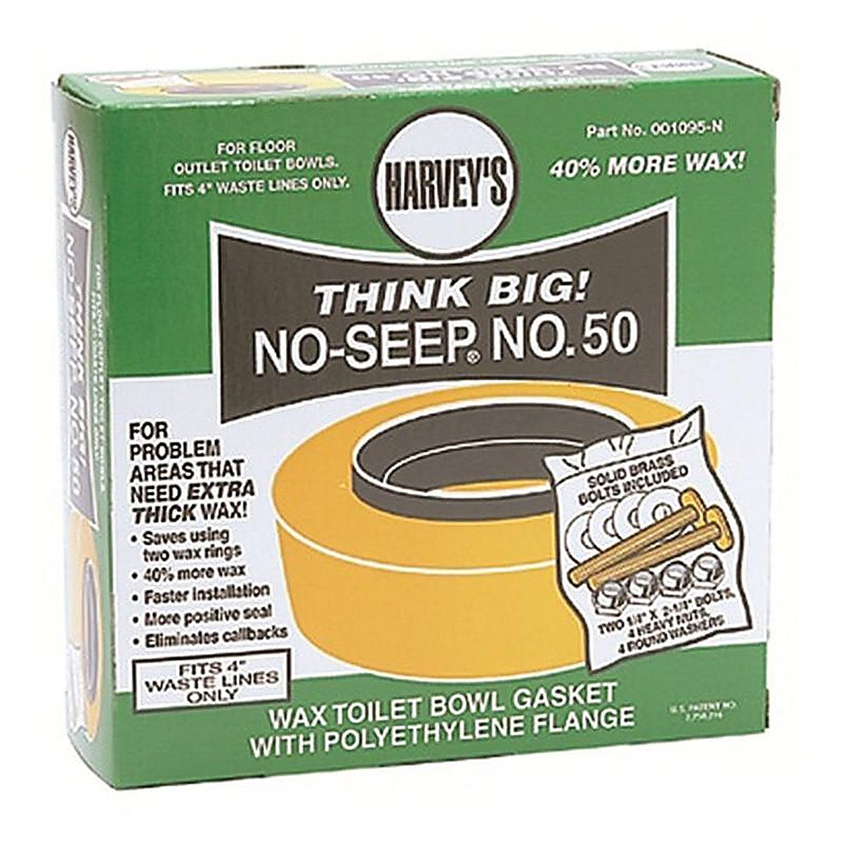 Oatey 001095-N Harveys Toilet Bowl Gasket with Wax & Flange Polyethylene #50