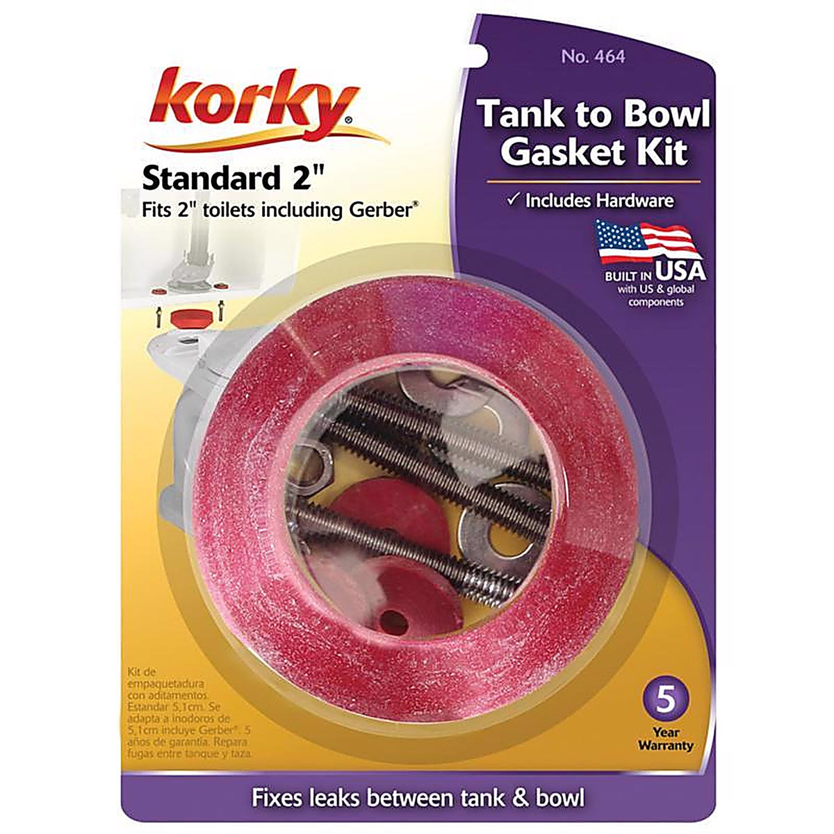 Korky 464BP 2 inch Hardware Kit and Tank to Bowl Gasket