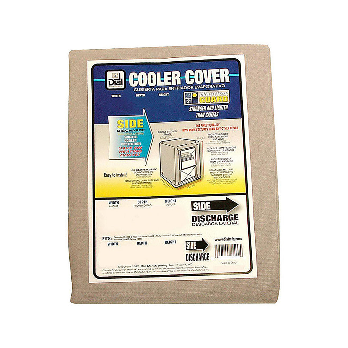Dial 8767 45 in. H x 40 in. W Polyester Gray Evaporative Cooler Cover