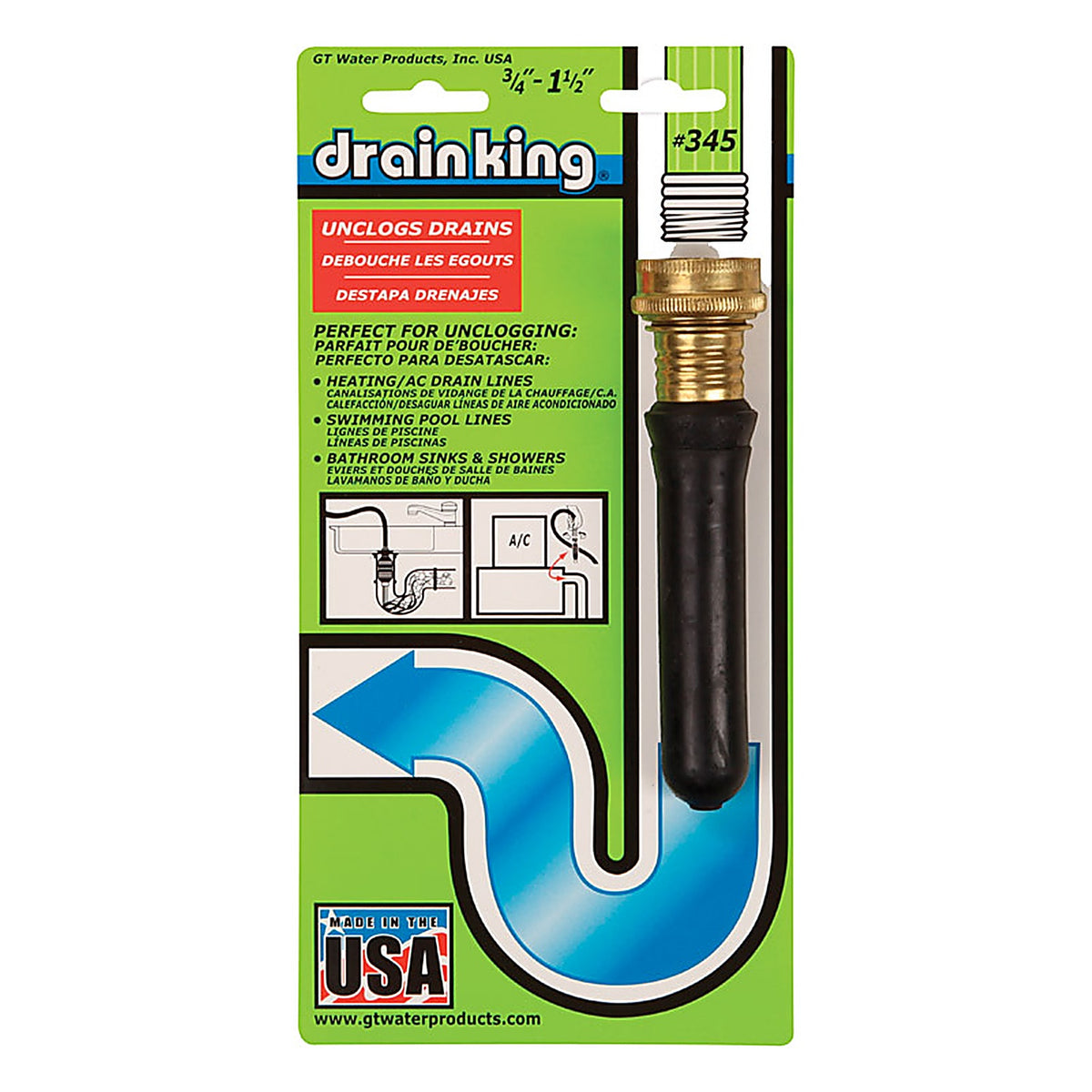 GT Water 345 Drain King Drain Unclogger