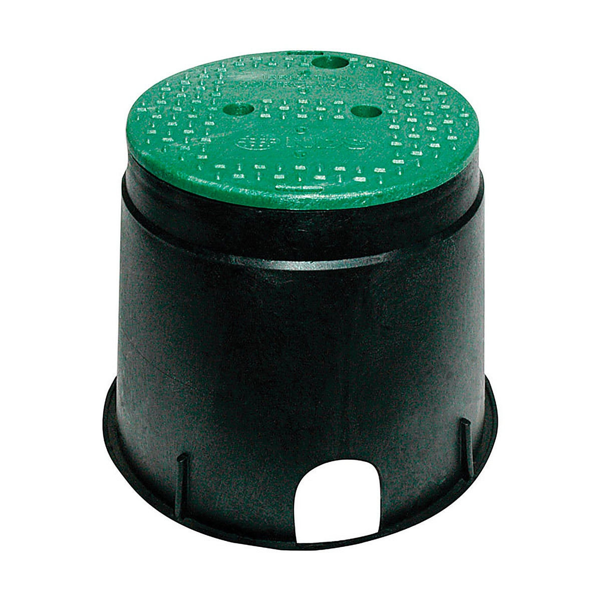NDS 111BC 12-7/8 inch W x 11-5/8 inch H Round Valve Box with Overlapping Cover Black/Green