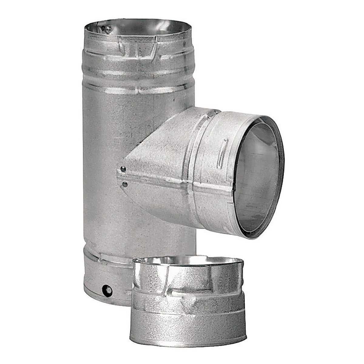 DuraVent 3PVL-TR PelletVent 3 in. x 3 in. x 3 in. Galvanized Steel Tee with Clean-Out Cap