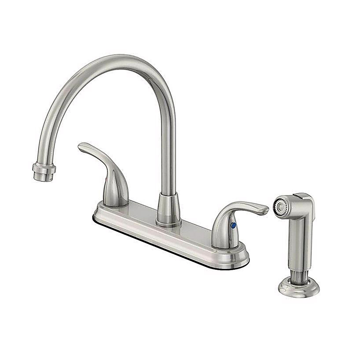 OakBrook 67157-1104 Pacifica Two Handle Brushed Nickel Kitchen Faucet Side Sprayer Included