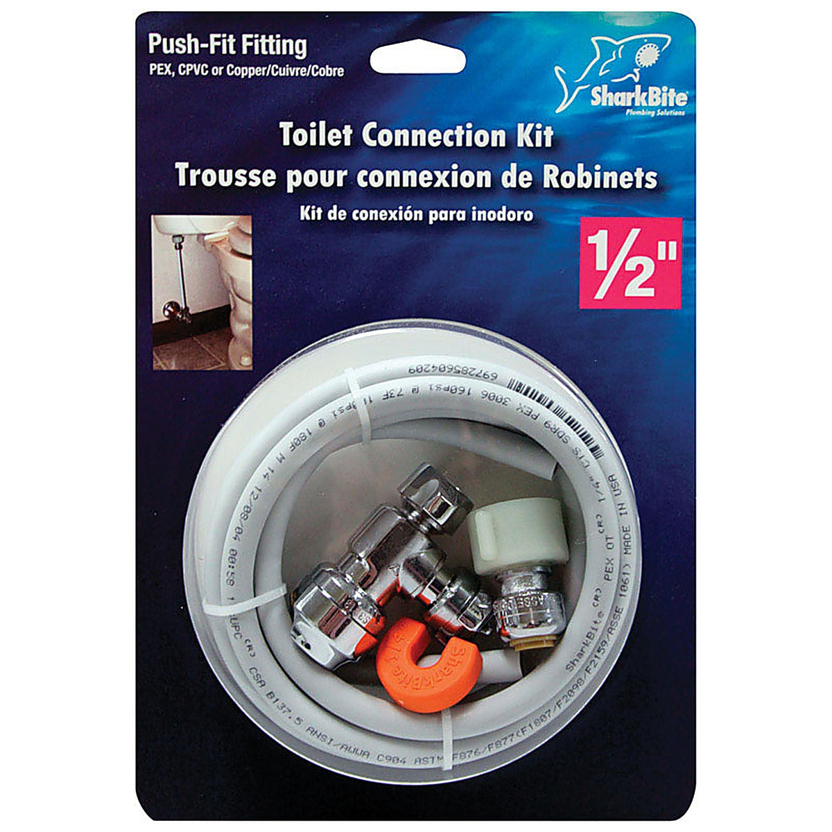Sharkbite 25088 1/2 in. Push Fit x 1/4 Dia. Push to Fit 60 in. Stainless Steel Installation Kit