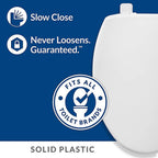 Bemis 80SLOW-000 Mayfair Slow Close Round White Plastic Toilet Seat