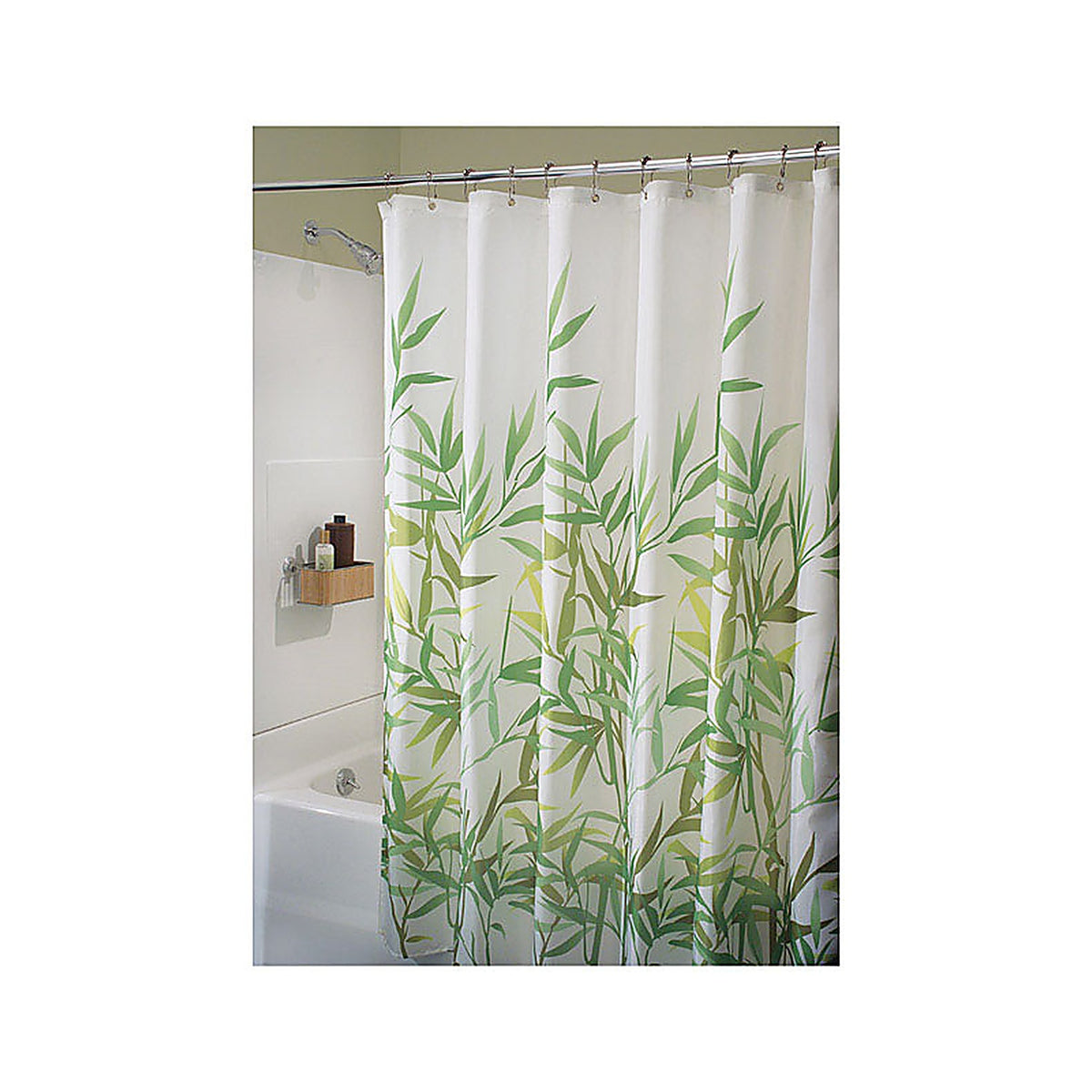 InterDesign 36524 72 in. H x 72 in. W Multicolored Anzu Bamboo Leaves Shower Curtain Polyester