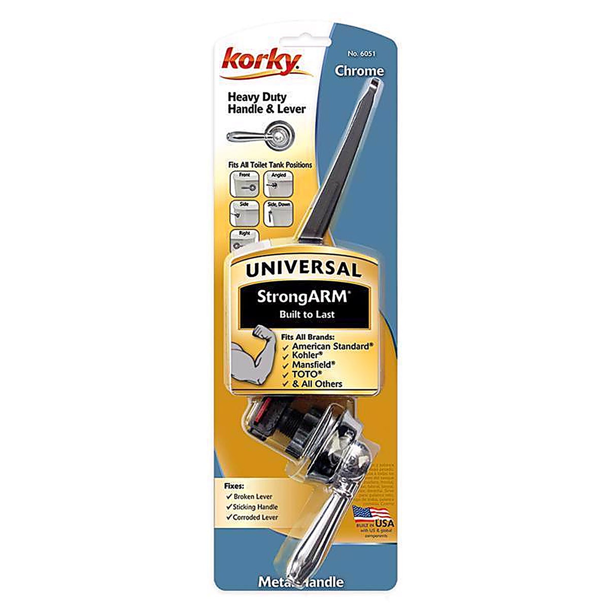 Korky 6051BP StrongARM Faucet Style, Chrome Tank Lever