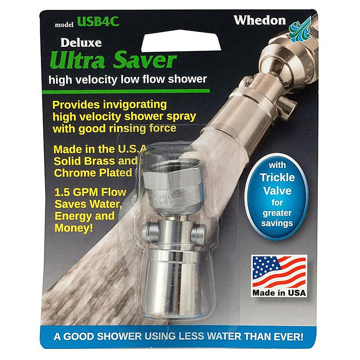 Whedon USB4C SaverShower Chrome Brass 2 settings Showerhead 1.5 gpm
