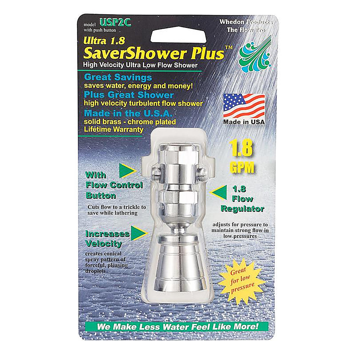 Whedon USP2C SaverShower Chrome Brass 2 settings Showerhead 1.8 gpm