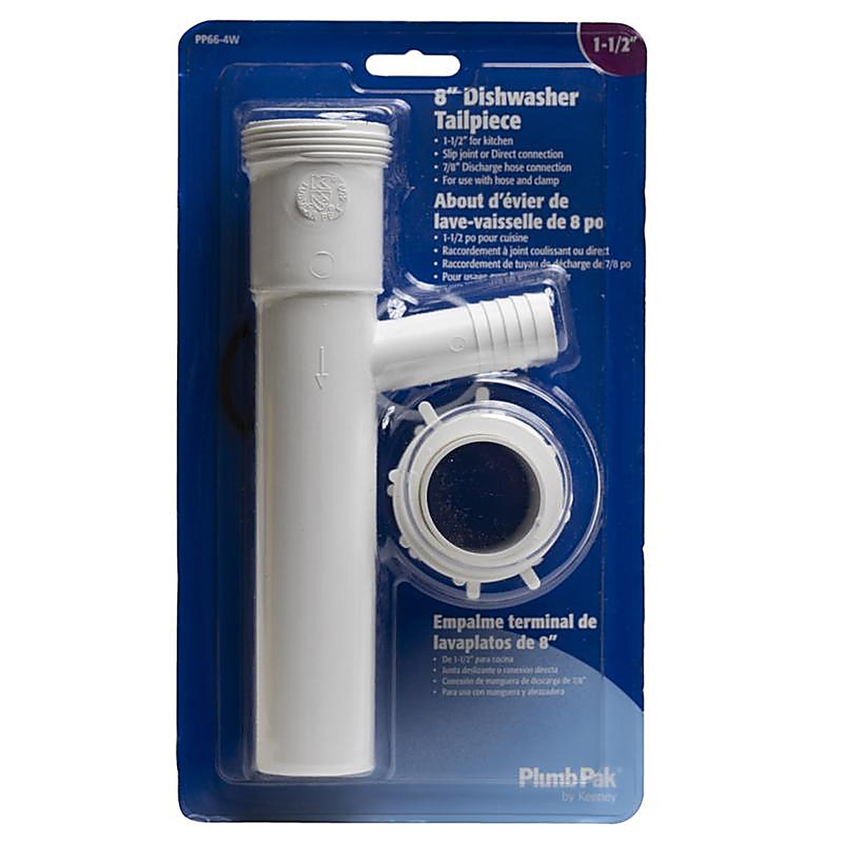 Plumb Pak PP66-4W 1-1/2 in. Dia. x 8 in. L Plastic Branch Tailpiece