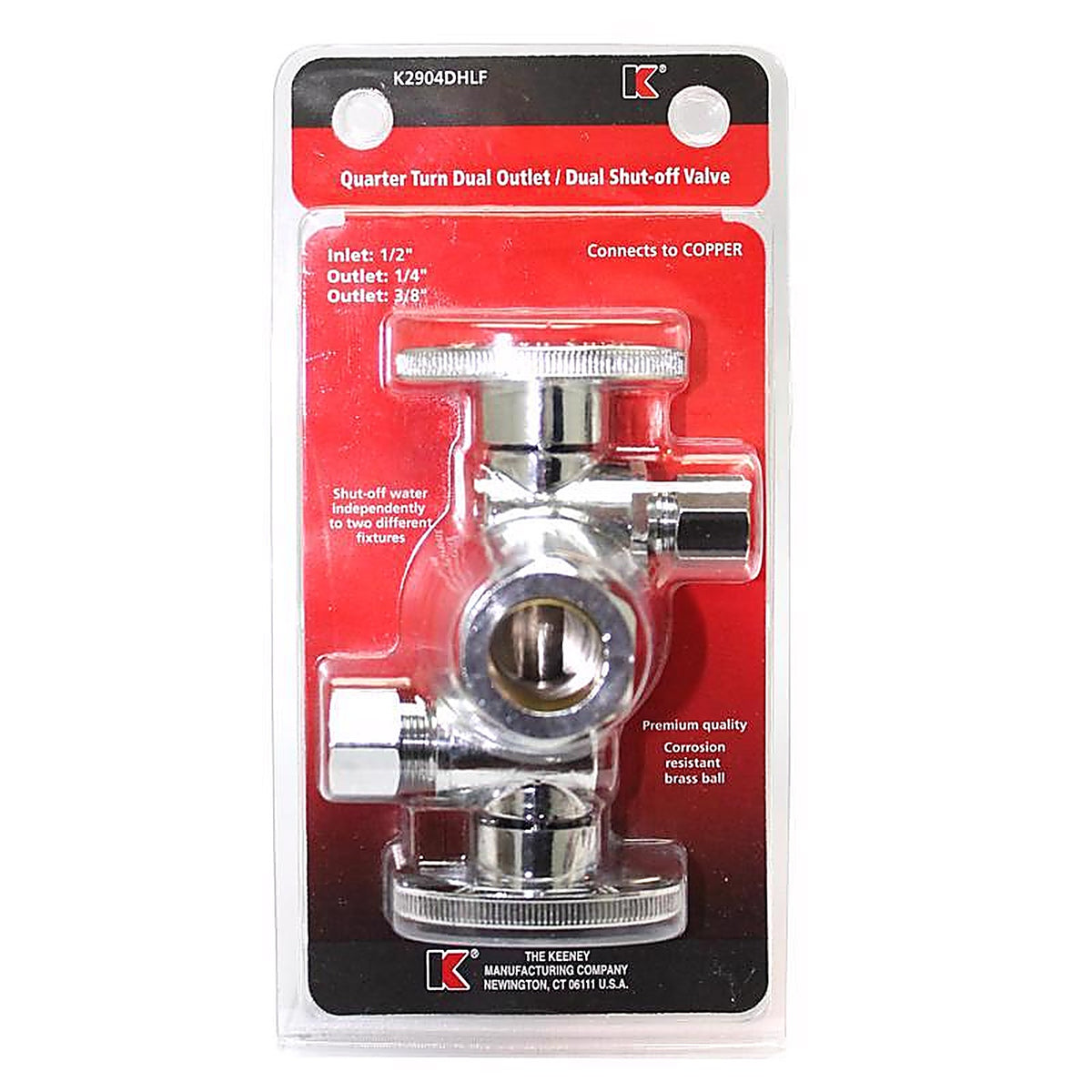 Keeney K2904DHLF 5/8 in. Compression x 3/8 in. Compression Brass Dual Shut-Off Valve