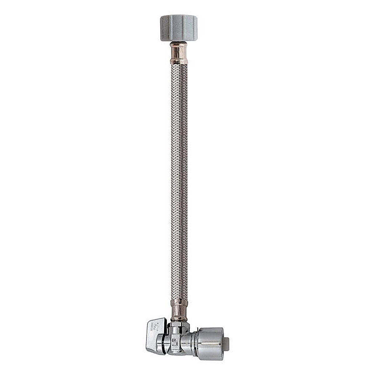 Keeney 2622PCPOLFC12K Quick Lock 1/2 in. Push x 1/2 in. Dia. Push 12 in. Stainless Steel Toilet Supply Line