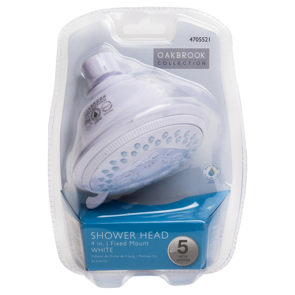 OakBrook 520 A5347WT-WS White PVC 5 settings Wallmount Showerhead 1.8 gal.