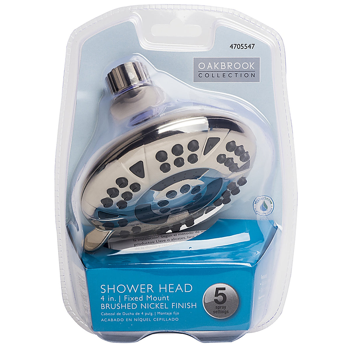 OakBrook 520 A5341BBN-WS Brushed Nickel PVC 5 settings Wallmount Showerhead 1.8 gal.