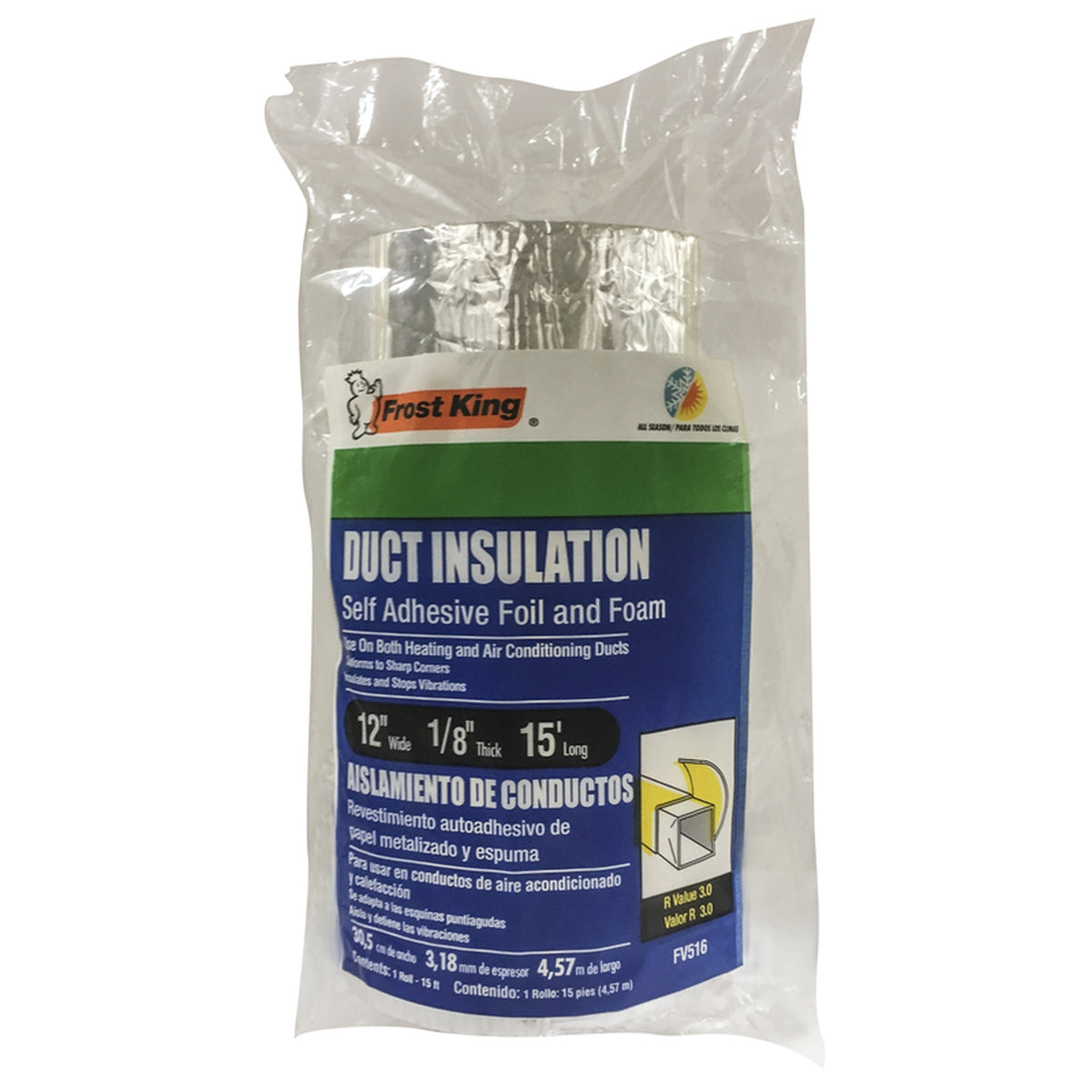 Frost King FV516 15 ft. L Fiberglass/Foil Duct Insulation