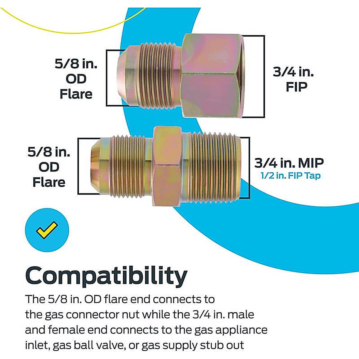 BrassCraft PSSC-66 3/4 in. Female Thread x 5/8 in. Dia. Flare Steel Gas Fitting